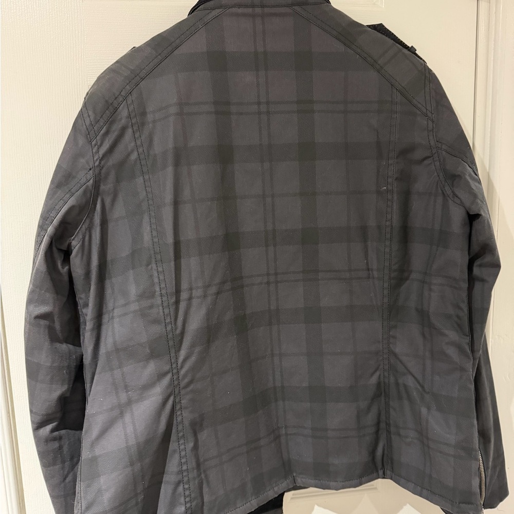 Barbour Black/Grey Plaid Asymmetric Moto Jacket NEW - Picture 6 of 10